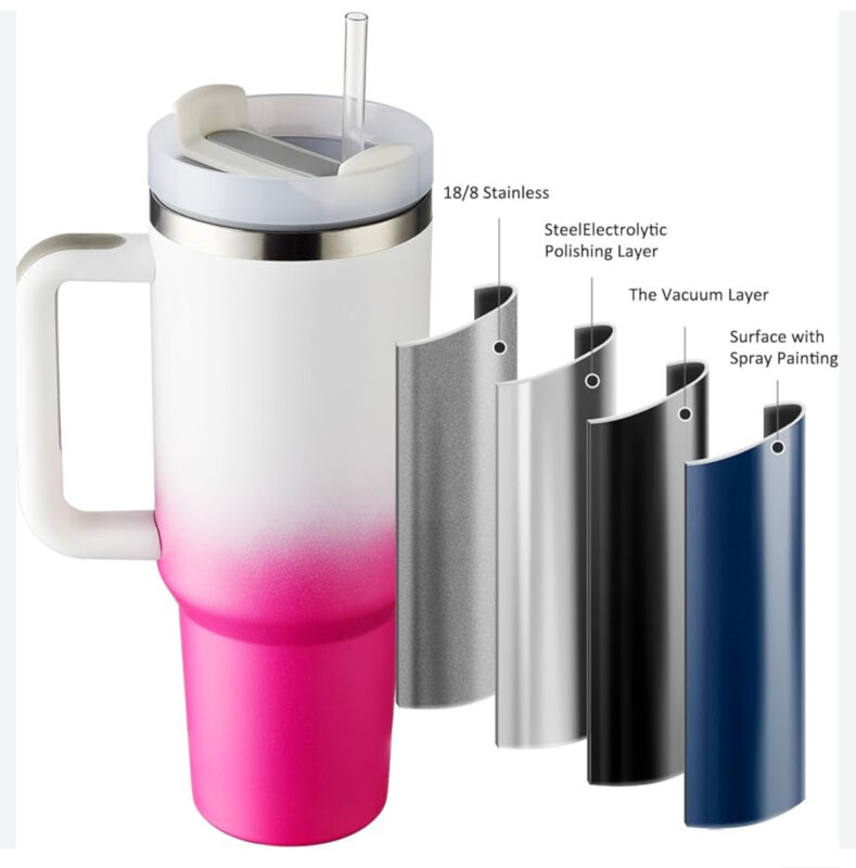 Pink Flask Gradient Pink Modern Flask with handle – 1.2 Liter – Vossi